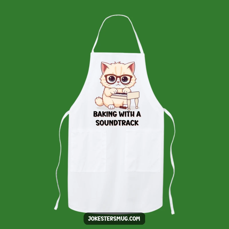 Funny Cat Piano Apron: Fluffy Chef's Recital, Humorous Kitchen Wear