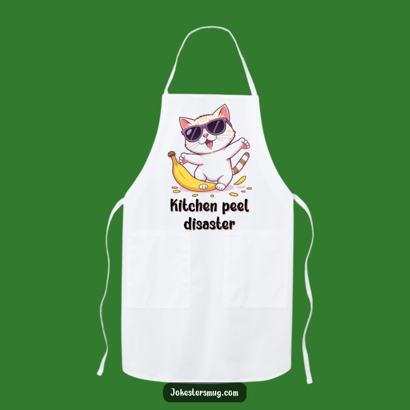 Funny Cat Sunglasses Apron: Kitchen Chaos from Banana Peel