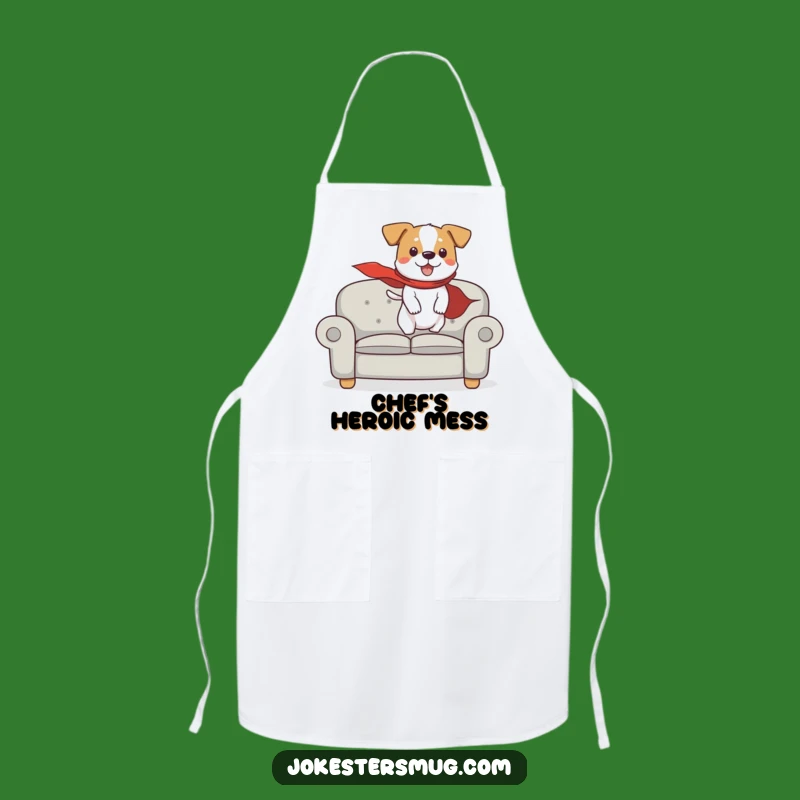 Funny Flying Dog Apron: Hilarious Kitchen Wear for Superhero Chefs