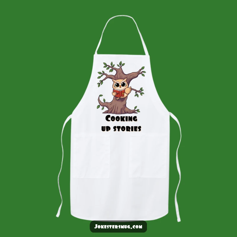 Funny Owl Book Apron: Startled Chef's Read, Humorous Kitchen Wear