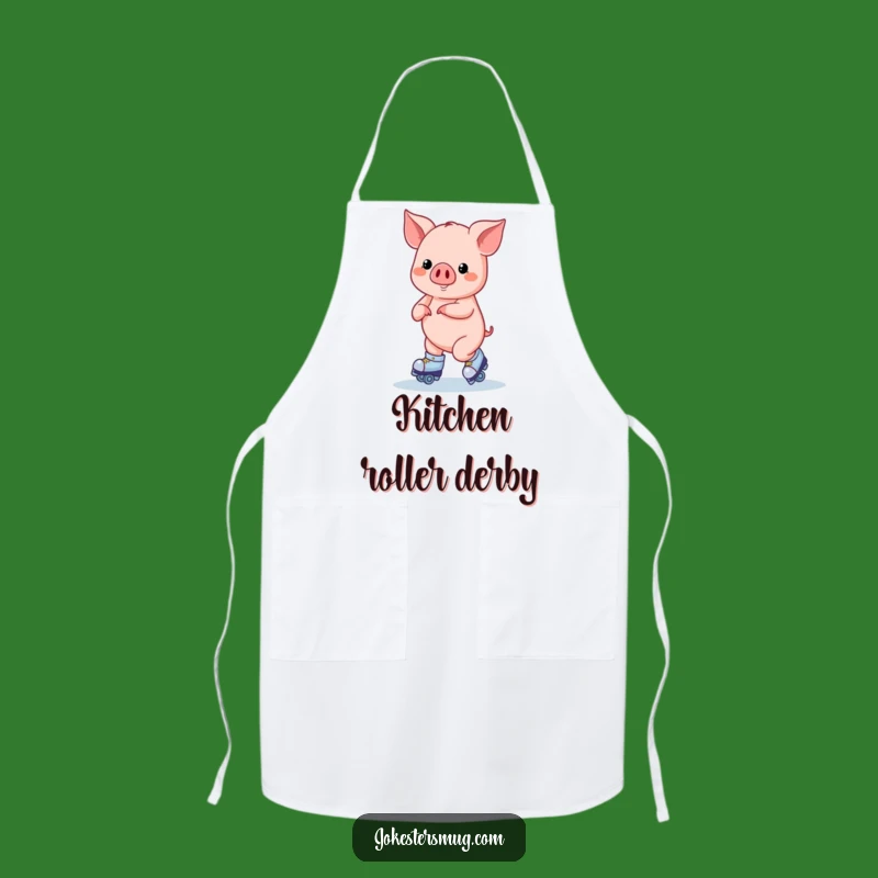 Funny Roller Skating Pig Apron: Cook with a Spin Gift