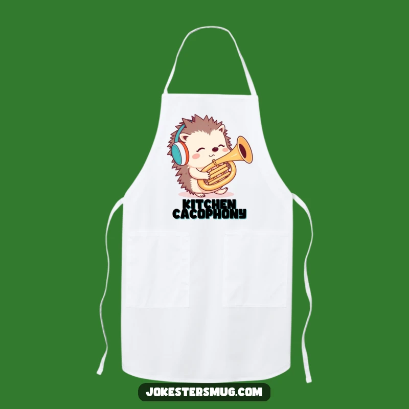 Funny Hedgehog Tuba Apron: Cook with Confusion - Great Kitchen Gift