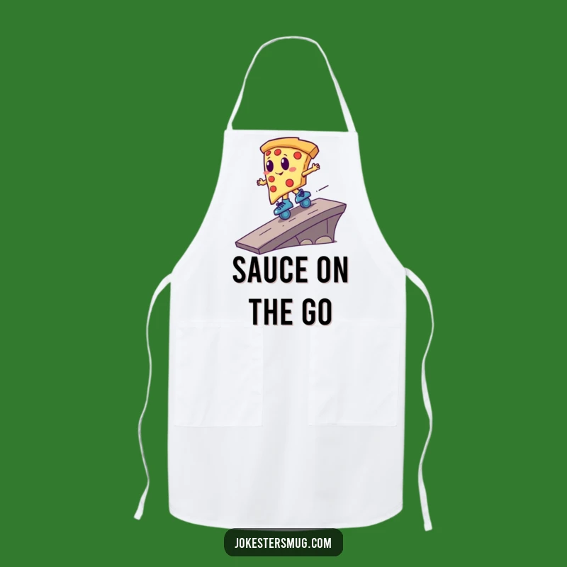 Funny Pizza Roller Skater Apron - Hilarious Kitchen Gear for Foodie Fun