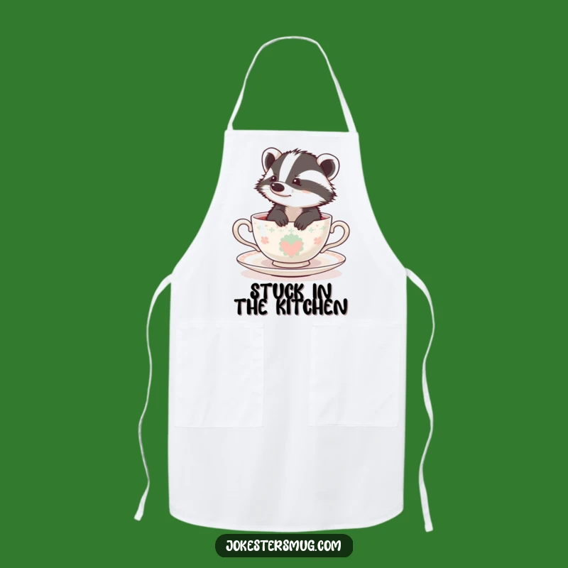 Funny Bewildered Badger Teacup Apron - Hilarious Kitchen Companion
