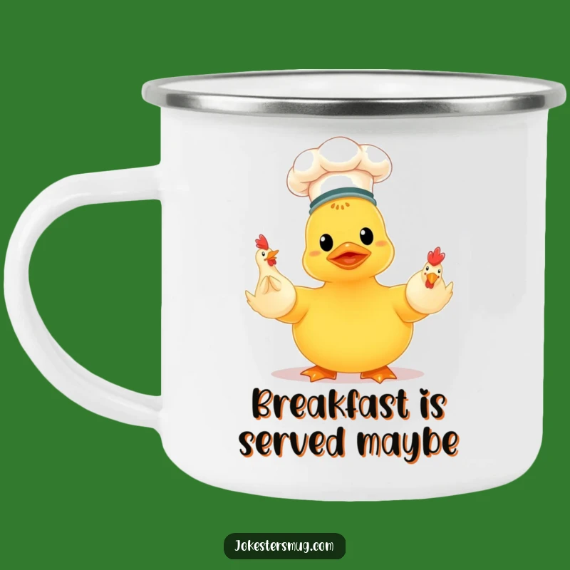 Funny Chef Duck Juggling Chickens Camping Mug: Adventure with Culinary Comedy