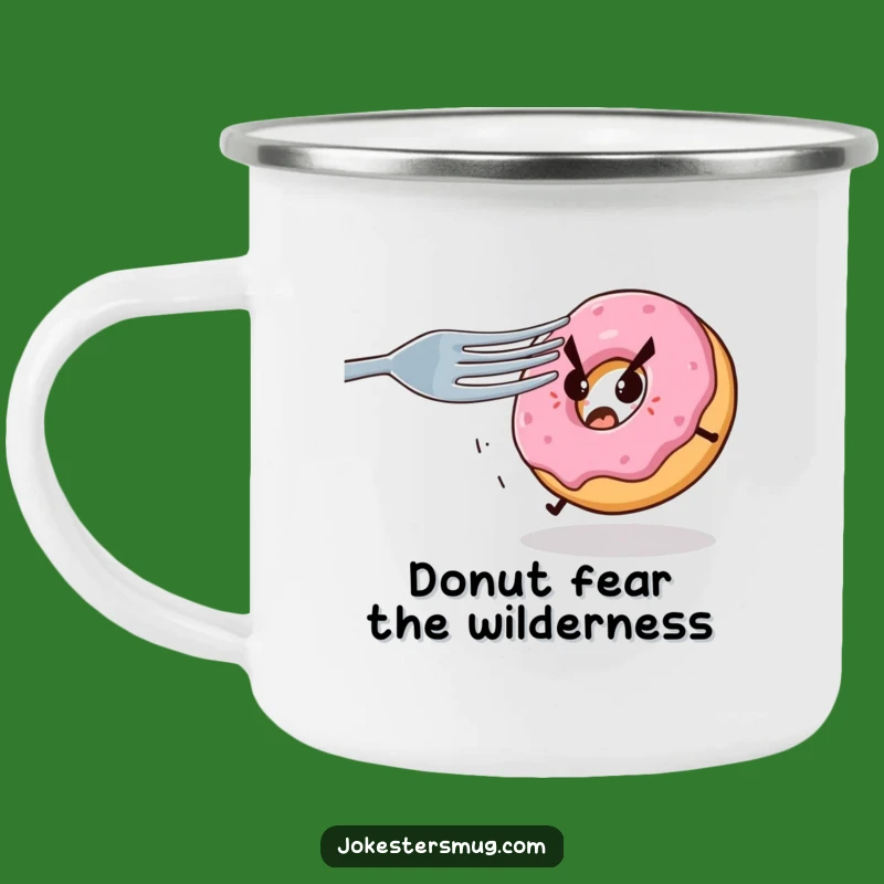 Funny Donut Campfire Mug: Sip Your Coffee With A Scared Donut Fleeing A Fork - Adventure Funny Gift!