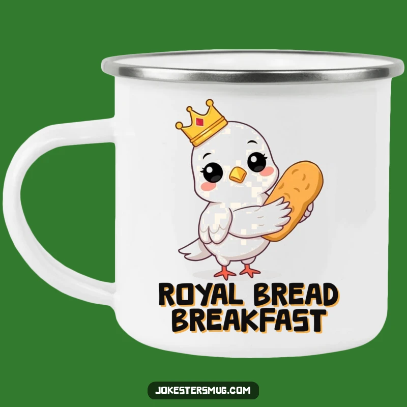 Funny Pigeon King Camping Mug: Adventure-Ready with Royal Flair