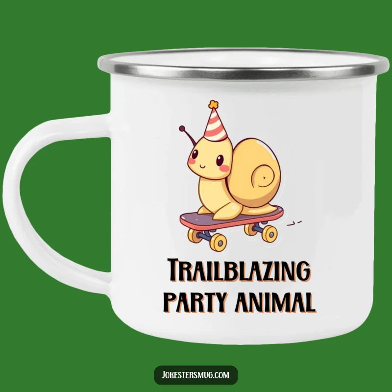 Funny Snail Skateboard Camping Mug: Party Speed Cup, Humorous Outdoor Drinkware