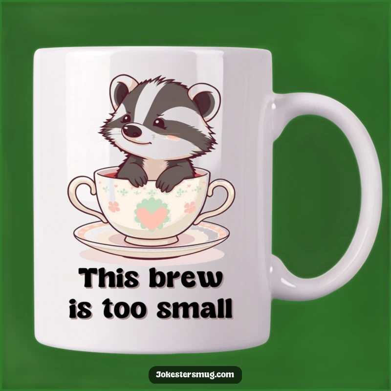 Funny Bewildered Badger Teacup Mug - Hilarious Animal Gift for Tea Lovers