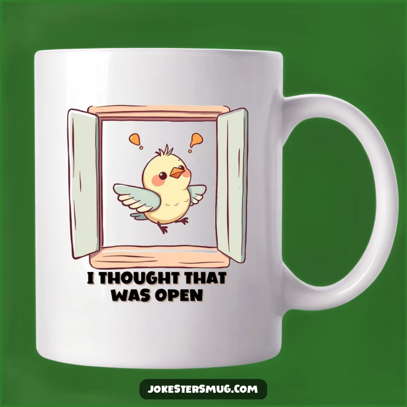 Funny Bird Beak Bump Window Mug - Hilarious Bird Art Gift for Bird Lovers