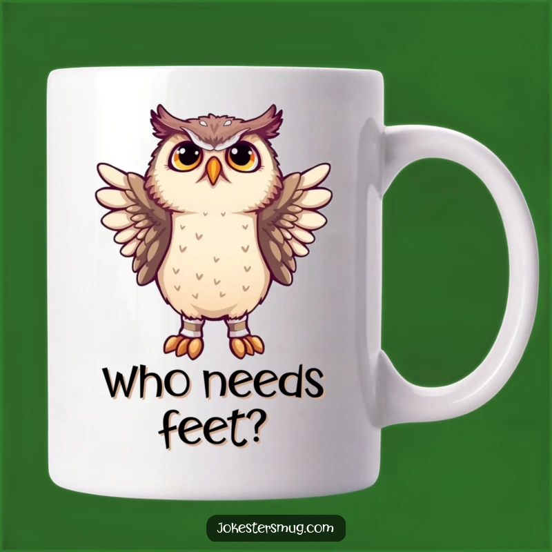 Funny Confused Owl Wing Socks Mug - Hilarious Bird Gift for Oddballs