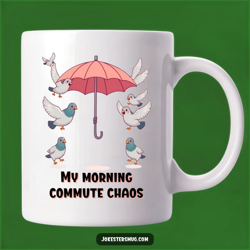 Funny Pigeon Umbrella Mug, Flock Chaos Design, Hilarious Bird Lover Gift Idea