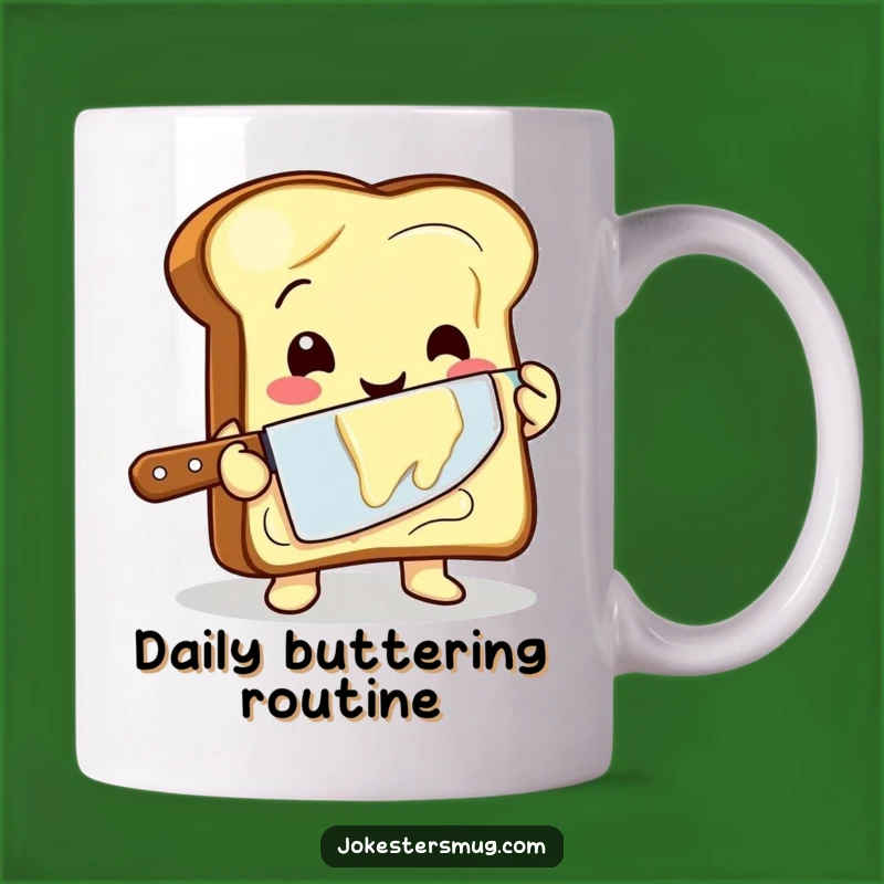 Funny Toast Buttering Mug - Hilarious Breakfast Mishap Gift