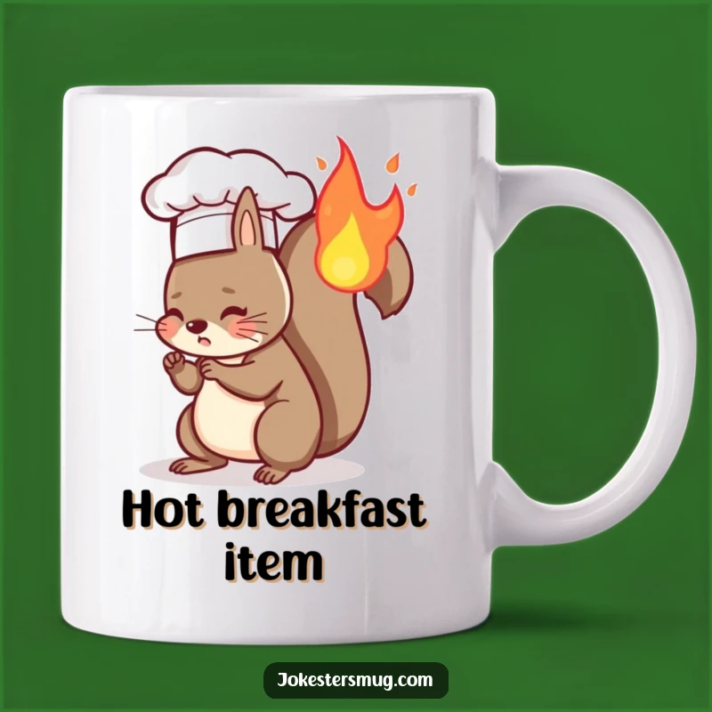 Funny Squirrel Chef Fire Tail Mug - Hilarious Animal Chef Art Gift