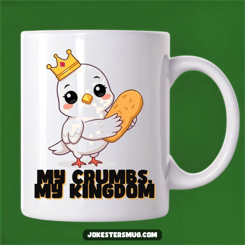 Funny Pigeon King Mug: Regal Bread Holder, Hilarious Gift for Bird Lovers