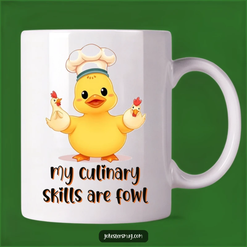 Funny Chef Duck Juggling Chickens Mug: A Hilarious Gift for Kitchen Comedians