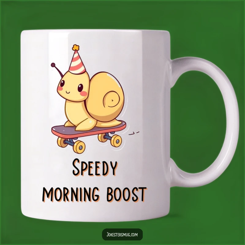 Funny Snail Skateboard Mug: Party Animal Zooming, Perfect Humorous Gift for Slow-Mo Fun