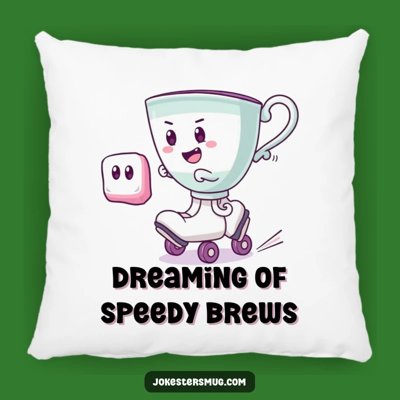 Funny Roller Skating Teacup Pillow: Cozy Up with Whimsical Comfort