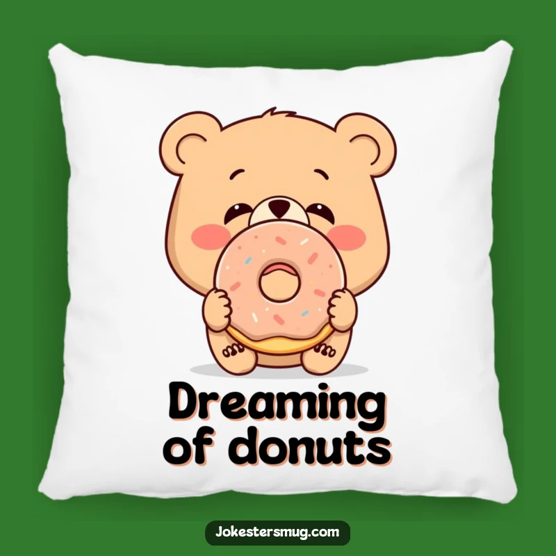 Funny Bewildered Bear Pillow: Soft Comfort with a Hilarious Donut Twist