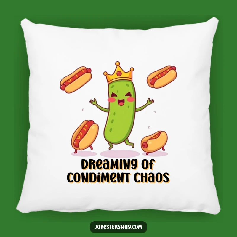 Funny Pickle Juggling Pillow, Cozy Royal Chaos, Soft & Humorous Accent