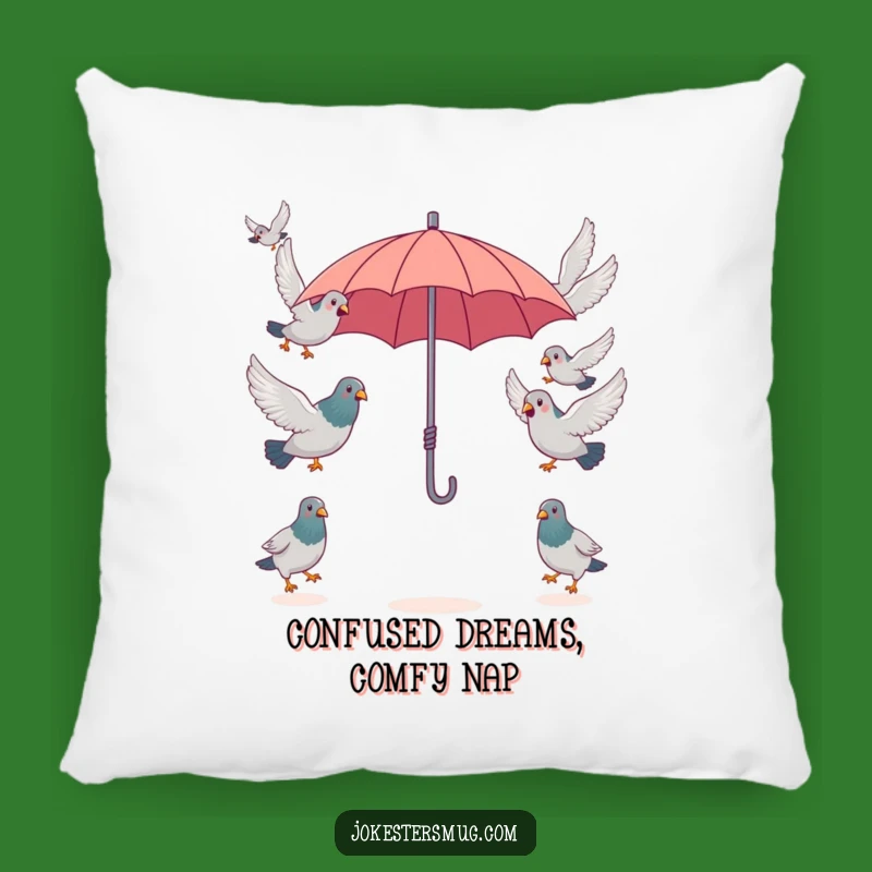 Funny Pigeon Umbrella Pillow, Cozy Flock Chaos, Soft & Humorous Accent