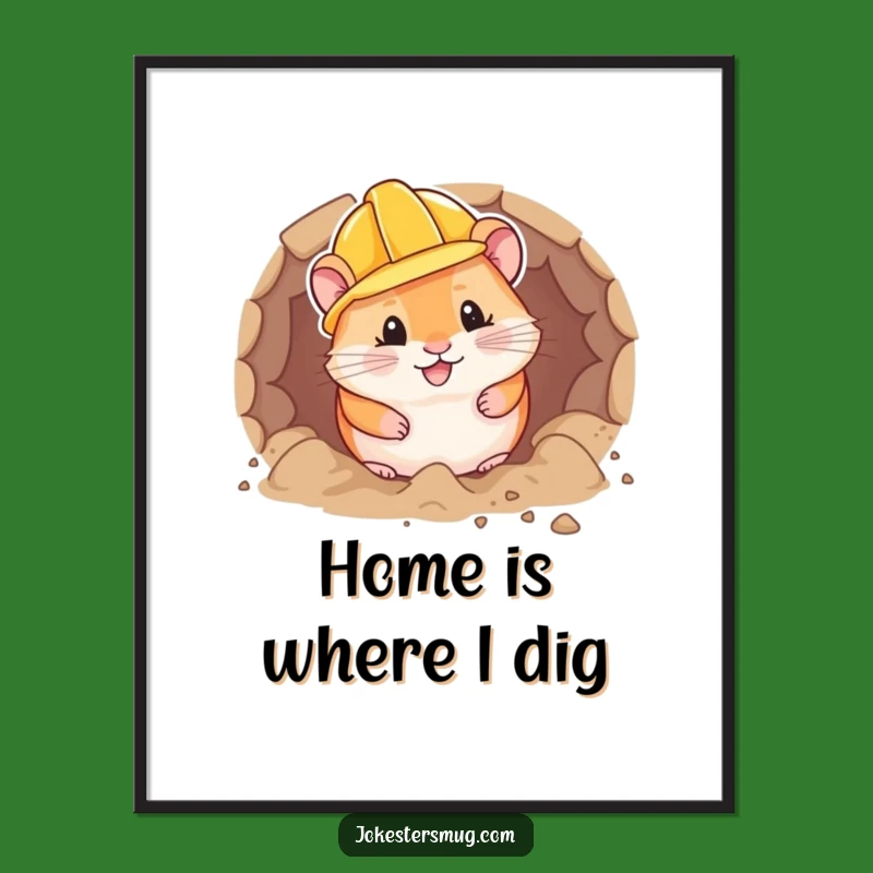 Funny Hamster Hard Hat Digital Art: Instant Motivational Decor