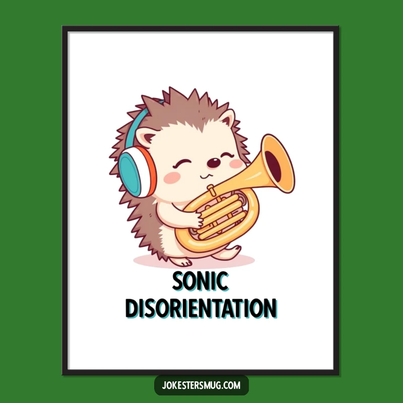 Funny Hedgehog Tuba Digital Art: Instant Puzzlement for Your Walls - Gift