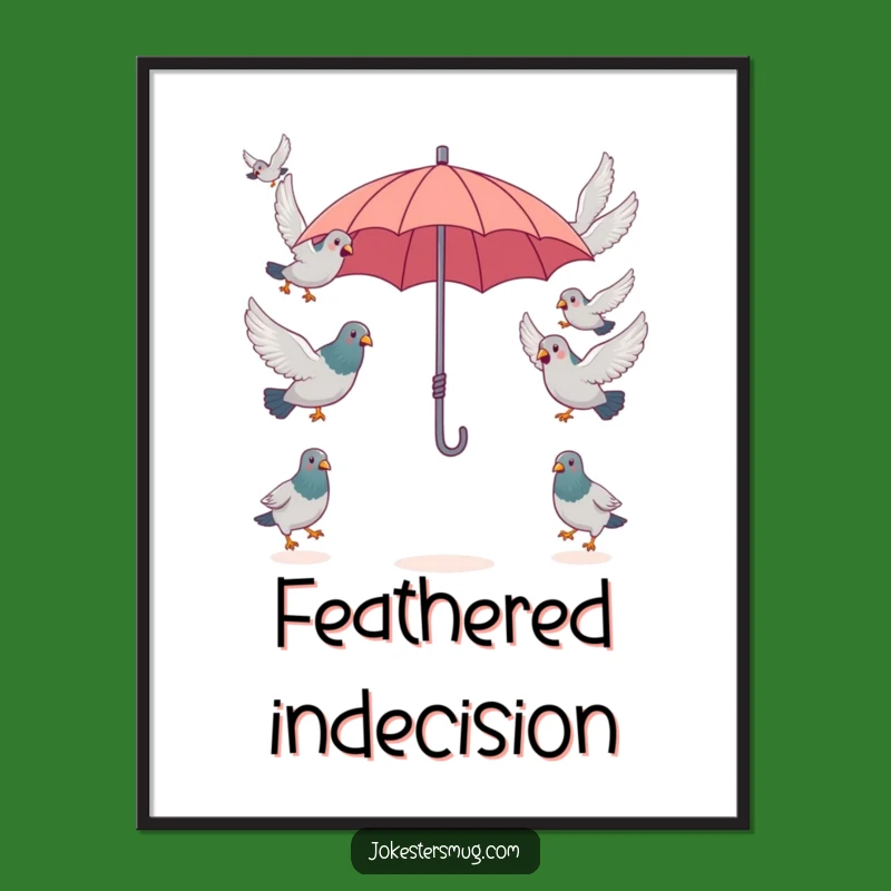 Funny Pigeon Umbrella Digital Art, Flock Chaos Download, Instant Humor Decor