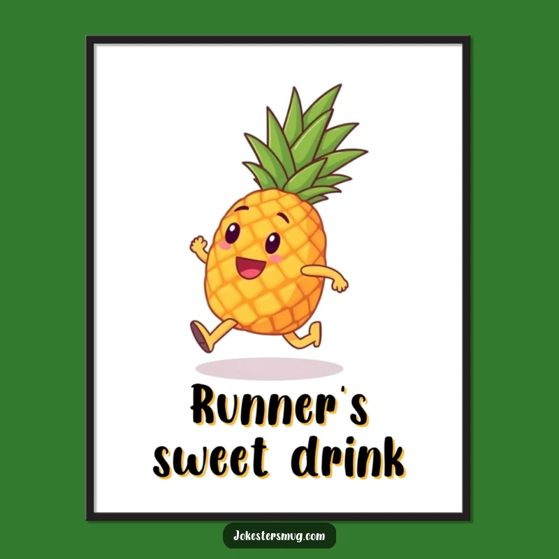 Funny Pineapple Marathon Digital Art: Hilarious Wall Decor for Fitness Enthusiasts