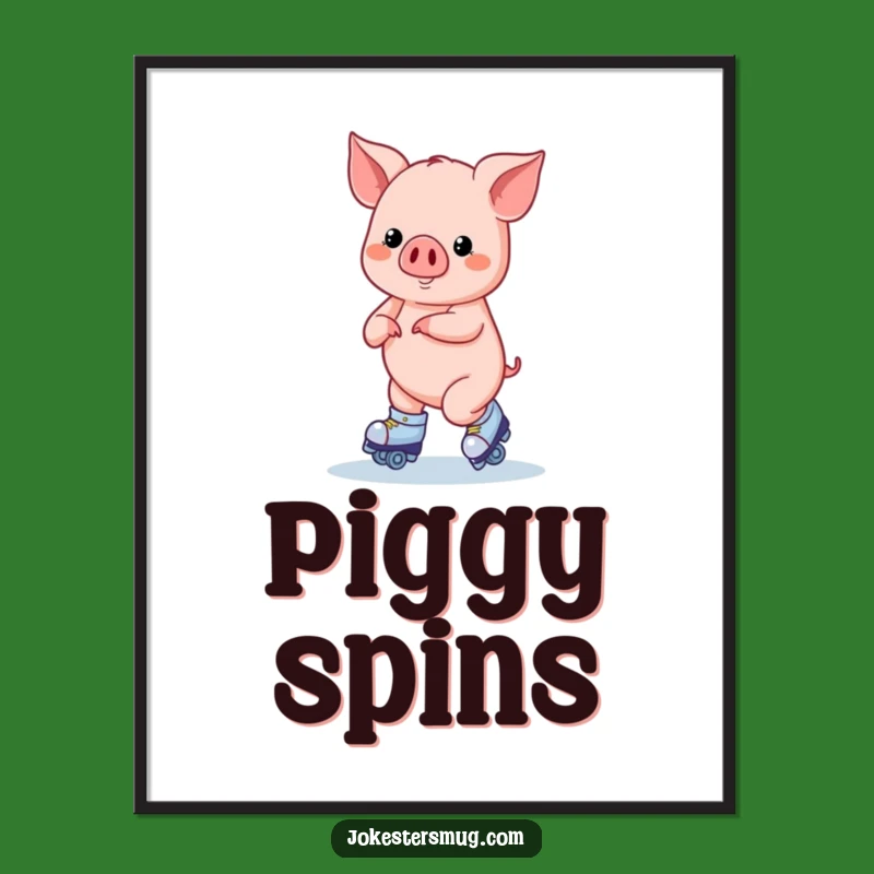 Funny Roller Skating Pig Digital Art: Instant Action for Your Screens Gift