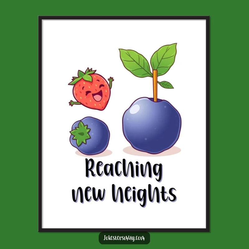 Funny Strawberry Vault Digital Print: High-Res Art Of A Leaping Berry - Instant Funny Gift!