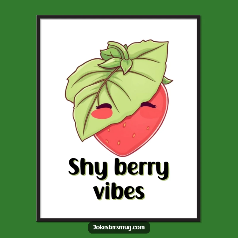 Funny Strawberry Digital Print: Shy Art, Instant Laugh Funny Gift