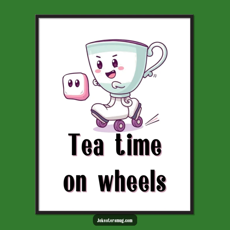 Funny Roller Skating Teacup Digital Print: Instant Hilarious Wall Art