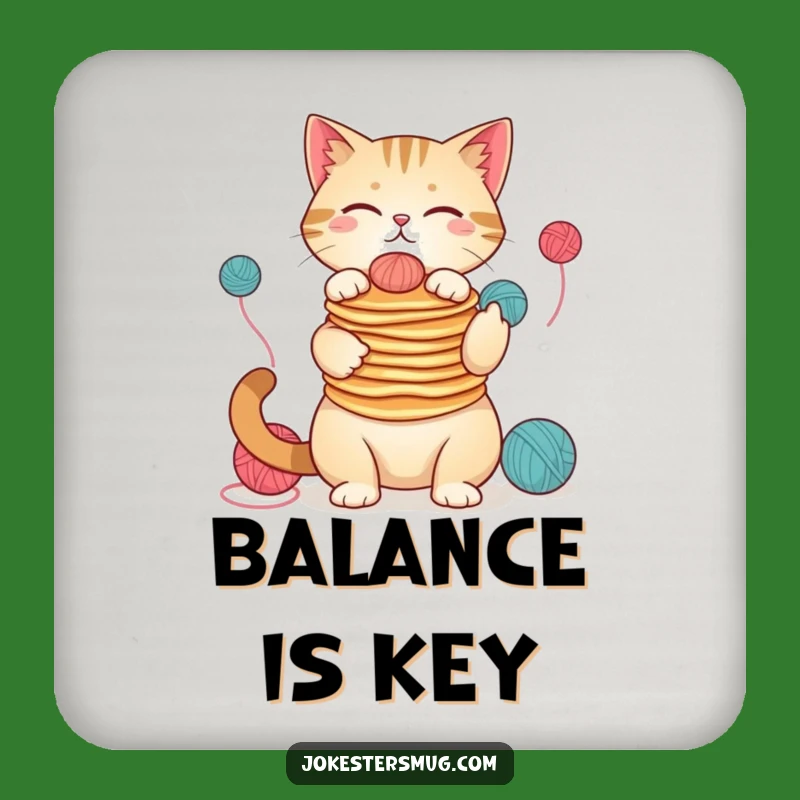 Funny Cat Pancake Juggler Coasters: Protect Surfaces with Hilarious Cat Art