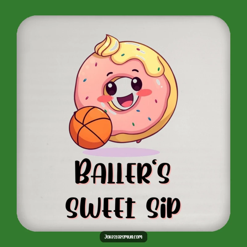 Funny Donut Basketball Coaster Set: Hilarious Surface Protection for Sweet Sports Fans