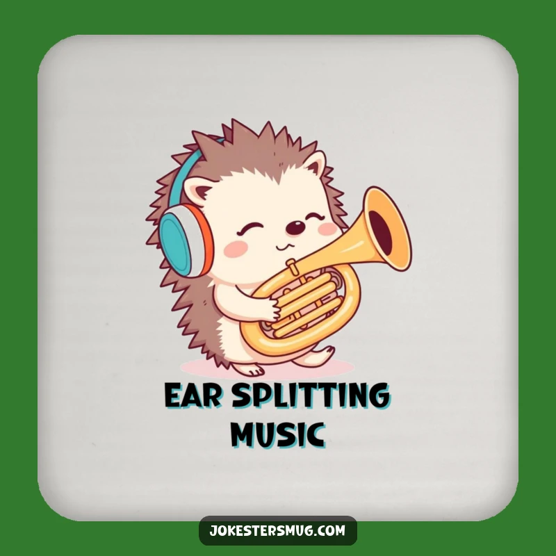 Funny Hedgehog Tuba Coaster: Protect Surfaces with Puzzlement - Gift Set