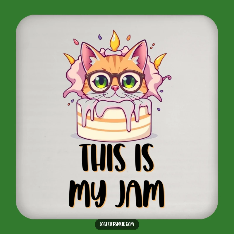 Funny Bewildered Cat Coaster, Cake Explosion Protection, Hilarious Tabletop Accent