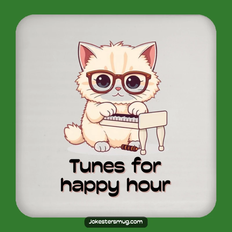 Funny Cat Piano Coaster: Fluffy Musician Protection, Humorous Table Decor