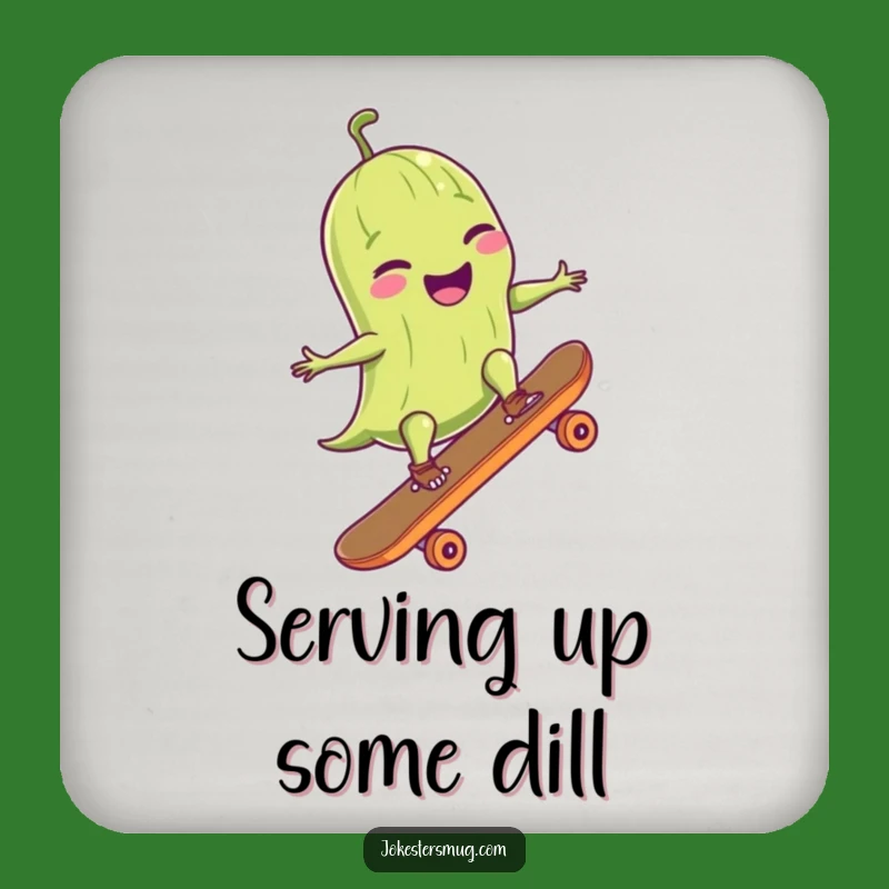 Funny Pickle Ollie Coaster: Protect Your Table With A Giggling Skater - Small Funny Gift!