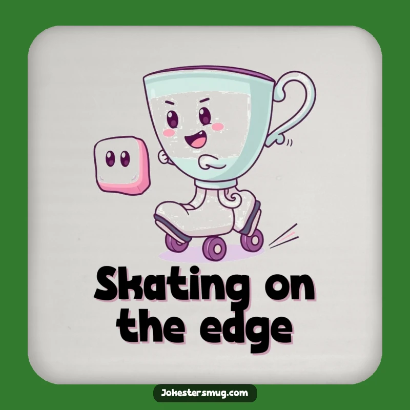 Funny Roller Skating Teacup Coaster: Protect Surfaces with Whimsical Humor
