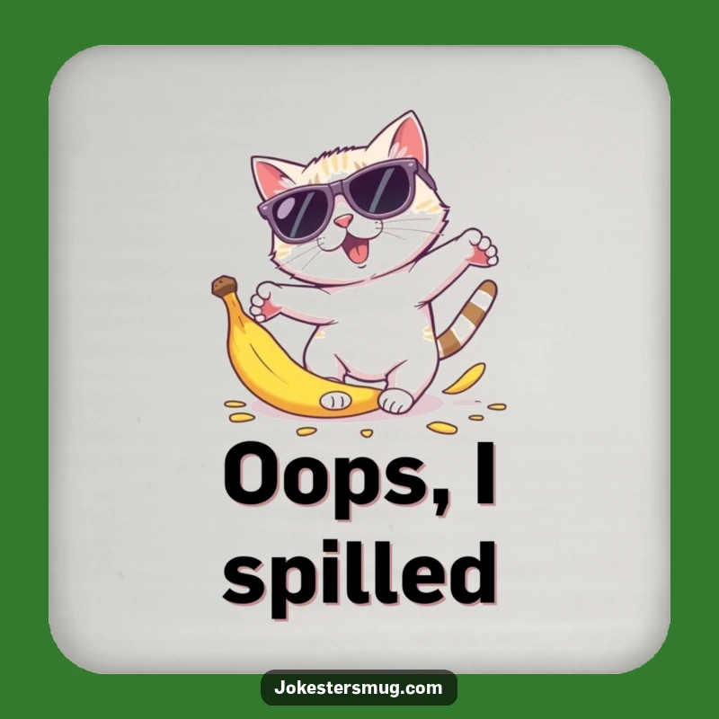 Funny Cat Sunglasses Coaster: Protect Surfaces with Banana Peel Charm