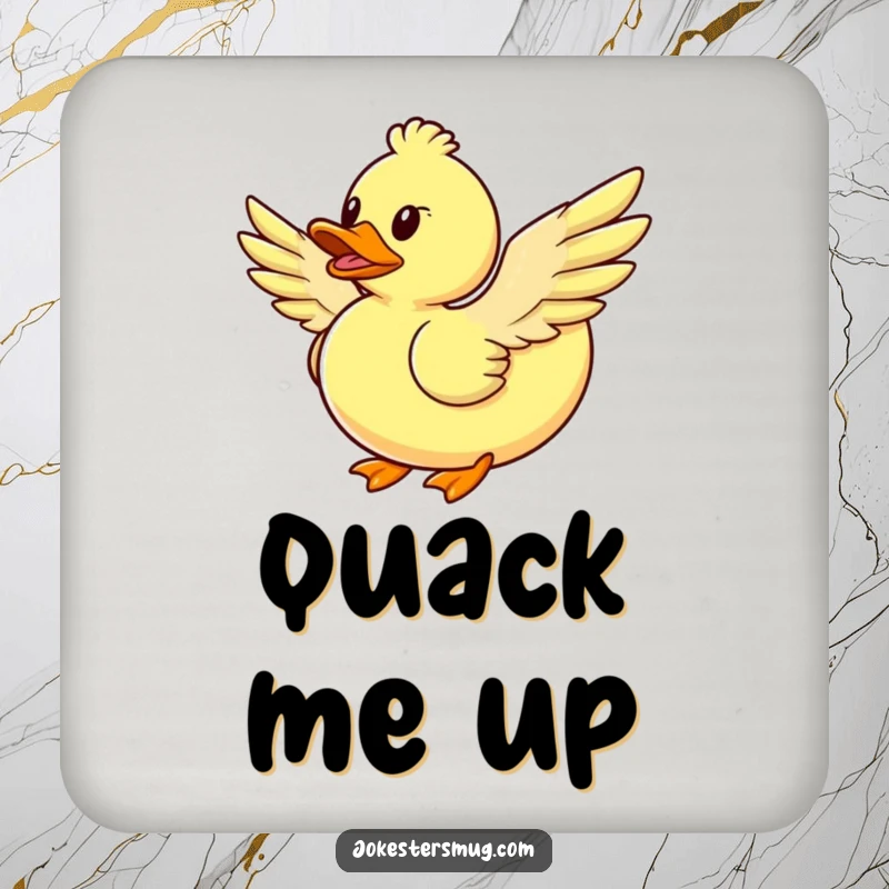 Funny rubber duck flying drink coasters, with feathered wings, humorous accessory, a great funny gift.