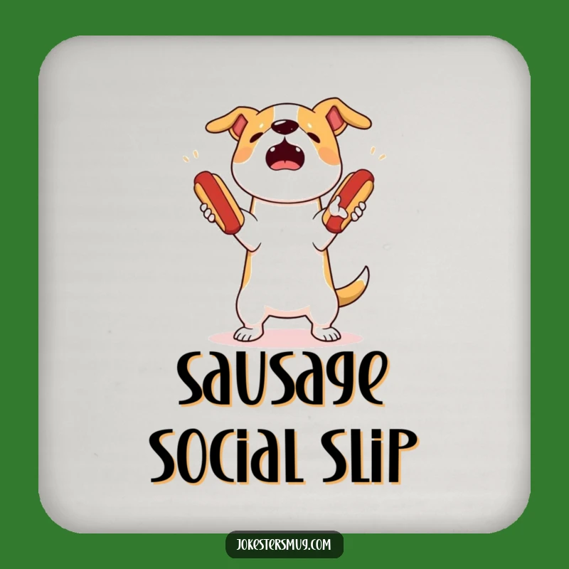 Funny Dog Juggling Coaster: Protect Surfaces with Hot Dog Charm