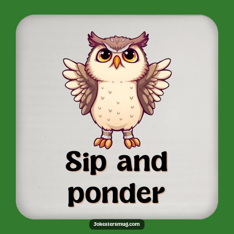 Funny Confused Owl Wing Socks Coaster - Protect Surfaces with Avian Humor