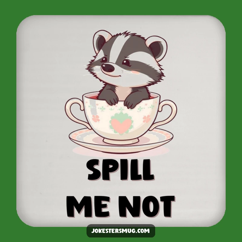 Funny Bewildered Badger Teacup Coaster - Protect Surfaces with Adorable Humor