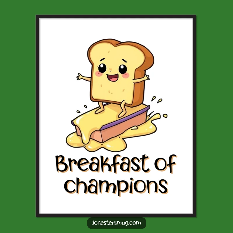 Funny Toast Surfer Poster: Bring Hilarious Breakfast Art to Your Walls