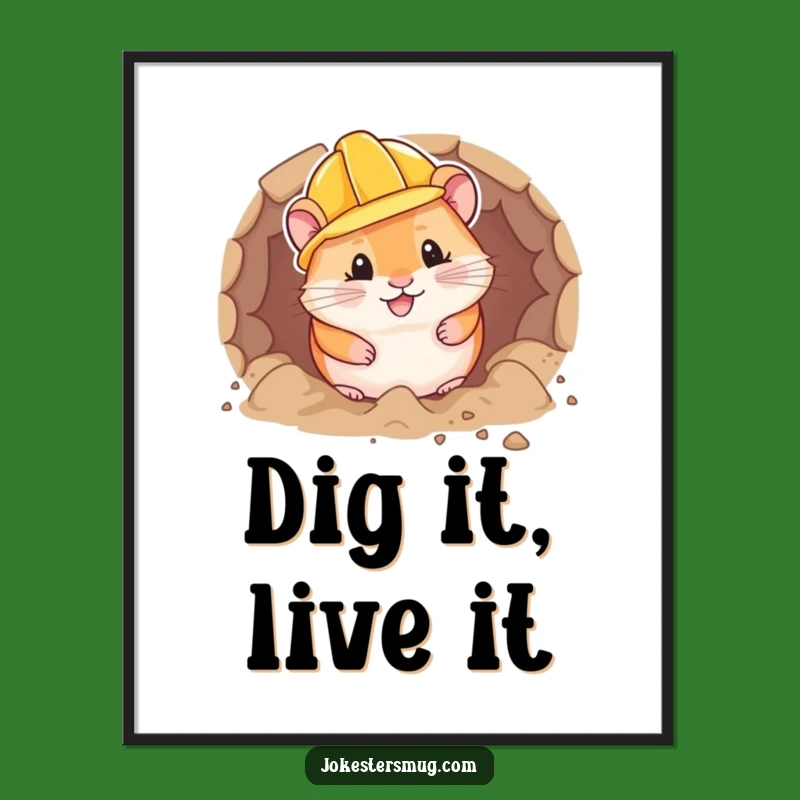 Funny Hamster Hard Hat Poster: Wall Art For Tiny Builders