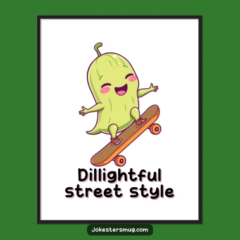 Funny Pickle Skate Art Poster: Capture The Giggles Of A Skater Pickle - Unique Funny Gift!