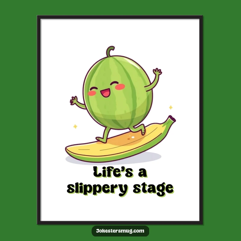 Funny Watermelon Moonwalk Poster: Giggling Fruit Art, Add Fun to Walls, Great Funny Gift