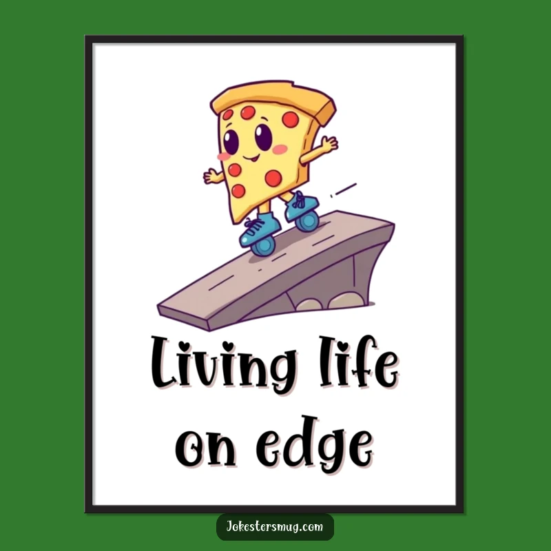 Funny Pizza Roller Skater Poster - Epic Action Art for Your Wall, Great Gift